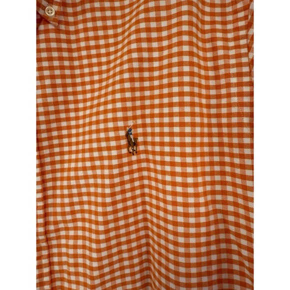Ralph Lauren Orange White Gingham Plaid Shirt Mens XL Classic Fit - Picture 3 of 5